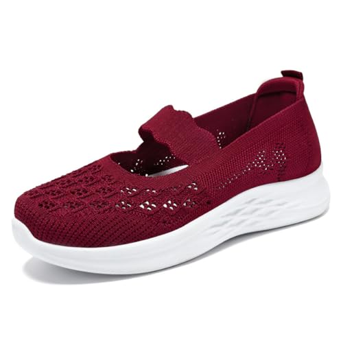 HCDZF Damen Slip On Gestricktes Mesh Atmungsaktive Freizeitschuhe Walking Flats Loafer,Rot,36 EU HCDZF Damen Slip On Gestricktes Mesh Atmungsaktive Freizeitschuhe Walking Flats Loafer,Rot,36 EU von HCDZF