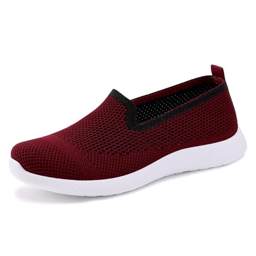 HCDZF Damen Slip On Gestricktes Mesh Atmungsaktive Freizeitschuhe Walking Flats Loafer,Rot,40 EU HCDZF Damen Slip On Gestricktes Mesh Atmungsaktive Freizeitschuhe Walking Flats Loafer,Rot,40 EU von HCDZF