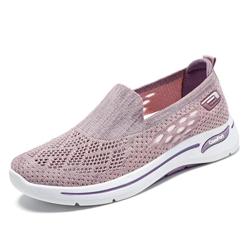 HCDZF Damen Slip On Sneaker Atmungsaktiv Turnschuhe Leicht Mesh Sportschuhe Walkingschuhe,Lavendel,39 EU von HCDZF