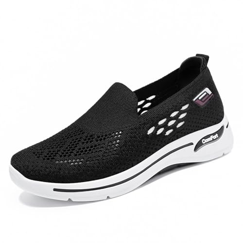 HCDZF Damen Slip On Sneaker Atmungsaktiv Turnschuhe Leicht Mesh Sportschuhe Walkingschuhe,Schwarz,35 EU von HCDZF