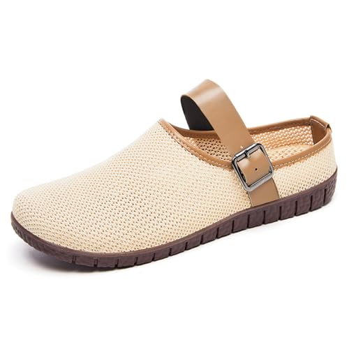 HCDZF Damen Sommer Hausschuhe Atmungsaktiv Casual Halbschlupf Schuhe Bequeme Sandalen,Beige,40 EU HCDZF Damen Sommer Hausschuhe Atmungsaktiv Casual Halbschlupf Schuhe Bequeme Sandalen,Beige,40 EU von HCDZF