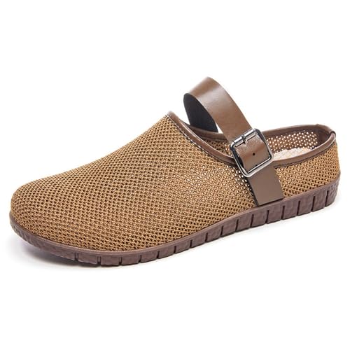 HCDZF Damen Sommer Hausschuhe Atmungsaktiv Casual Halbschlupf Schuhe Bequeme Sandalen,Braun,40 EU von HCDZF