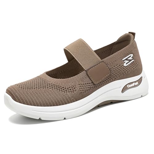 HCDZF Damen Sommer Leichte Freizeit Turnschuhe Mesh Strick Atmungsaktive Wanderschuhe,Braun,39 EU von HCDZF