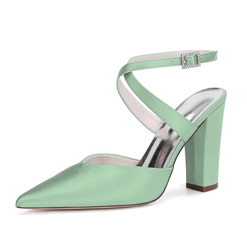 HCDZF Damen Spitze Zehe High Heels Hochzeit Braut Party Kleid Schuhe,Grass Green,39 EU von HCDZF