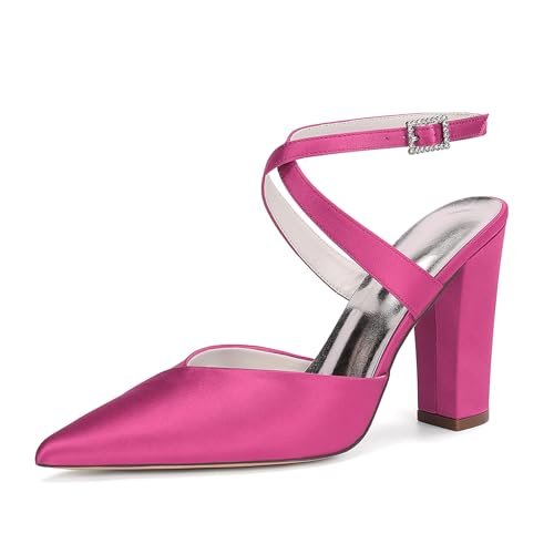 HCDZF Damen Spitze Zehe High Heels Hochzeit Braut Party Kleid Schuhe,Rose,39 EU von HCDZF