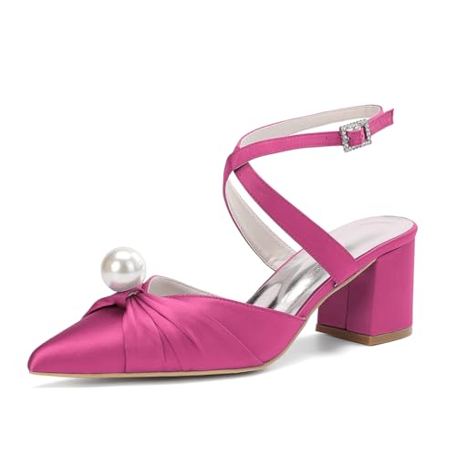 HCDZF Damen Spitze Zehe High Heels Hochzeit Braut Party Kleid Schuhe,Rose,39 EU von HCDZF