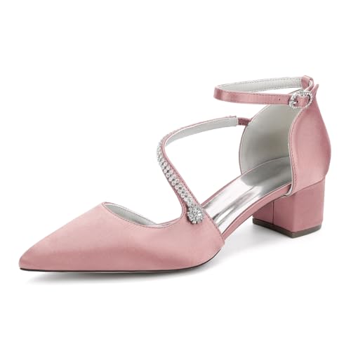HCDZF Damen Spitze Zehen Pumps Knöchelriemen Chunky Low Heels Satin Hochzeit Abschlussball Kleid Schuhe,Rosa,37 EU HCDZF Damen Spitze Zehen Pumps Knöchelriemen Chunky Low Heels Satin Hochzeit Abschlussball Kleid Schuhe,Rosa,37 EU von HCDZF