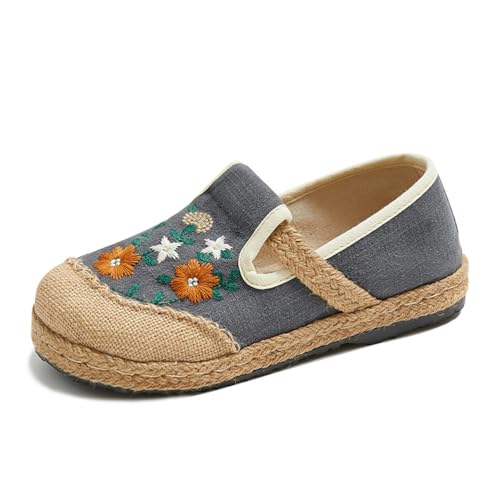 HCDZF Damen Sticken Leinen Flache Schuhe Freizeitschuhe Bequeme Low-Top Schuhe Slip-On Wanderschuhe,Grau,38 EU HCDZF Damen Sticken Leinen Flache Schuhe Freizeitschuhe Bequeme Low-Top Schuhe Slip-On Wanderschuhe,Grau,38 EU von HCDZF