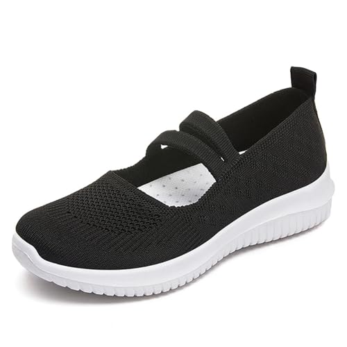 HCDZF Frauen Casual Wanderschuhe Atmungsaktive Slip-On-Schuhe Leichte Bequeme Turnschuhe,Schwarz,38 EU von HCDZF