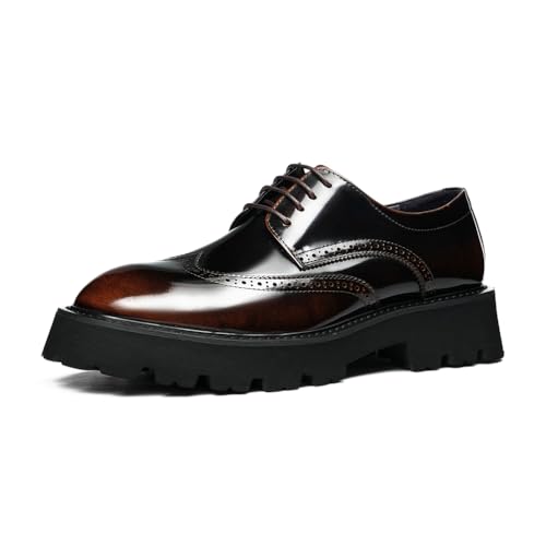 HCDZF Herren Brogues Oxford Leder Schuhe Schnürschuhe Formell Business Hochzeitsschuhe,Braun,41 EU von HCDZF