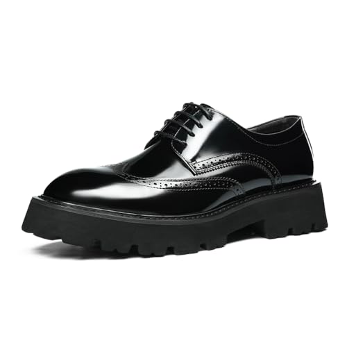 HCDZF Herren Brogues Oxford Leder Schuhe Schnürschuhe Formell Business Hochzeitsschuhe,Schwarz,40 EU von HCDZF