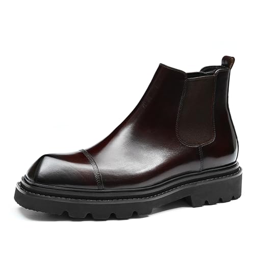 HCDZF Herren Business Chelsea Boots Leder Stiefeletten Hochzeit Party Kleid Schuhe,Braun,44 EU von HCDZF