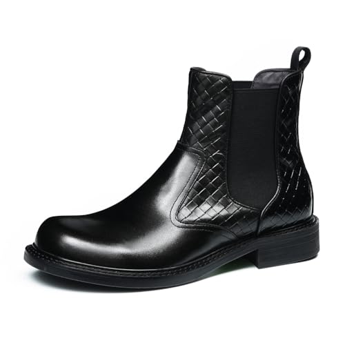 HCDZF Herren Business Chelsea Boots Leder Stiefeletten Hochzeit Party Kleid Schuhe,Schwarz,41 EU von HCDZF