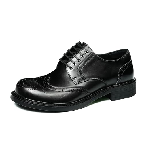 HCDZF Herren Casual Leder Schnürung Oxfords Retro Hochzeit Business Kleid Schuhe,Schwarz,40 EU von HCDZF