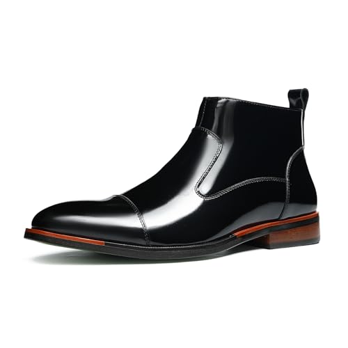 HCDZF Herren Chelsea Boots Leder Casual Stiefeletten Slip On Anzugschuhe,Schwarz,42.5 EU von HCDZF