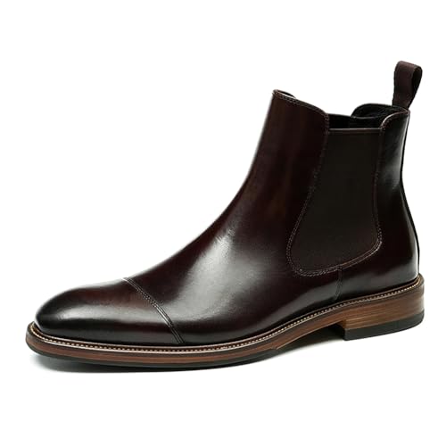 HCDZF Herren Chelsea Boots Leder Freizeitkleid Stiefeletten,Braun,42 EU von HCDZF