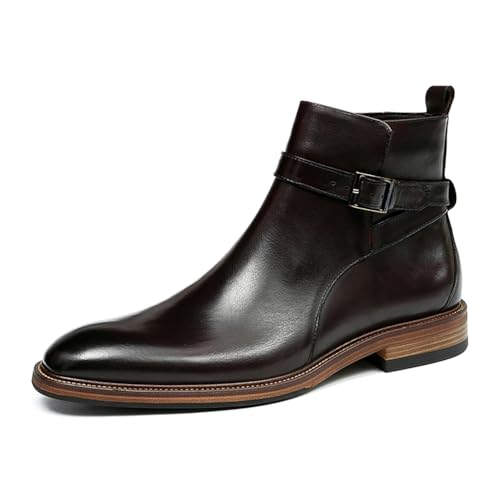 HCDZF Herren Chelsea Boots Leder Freizeitkleid Stiefeletten,Braun,43.5 EU von HCDZF