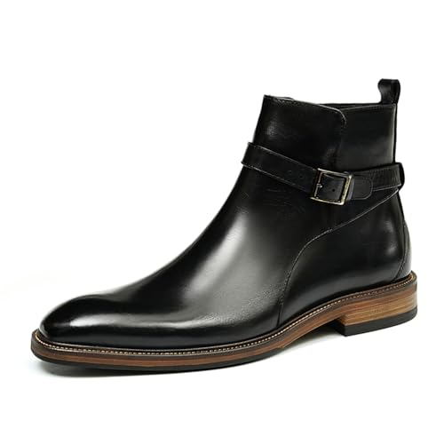 HCDZF Herren Chelsea Boots Leder Freizeitkleid Stiefeletten,Schwarz,40 EU von HCDZF