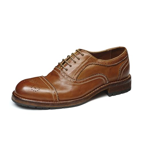 HCDZF Herren Kleid Schuhe Leder Oxfords Brogues Formell Business Hochzeit Derby Schuhe,Braun,39.5 EU von HCDZF