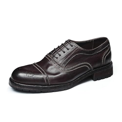 HCDZF Herren Kleid Schuhe Leder Oxfords Brogues Formell Business Hochzeit Derby Schuhe,Kaffee,43.5 EU von HCDZF