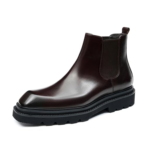 HCDZF Herren Leder Chelsea Boots Stiefeletten Kleid Festliche Schuhe,Braun,37 EU von HCDZF