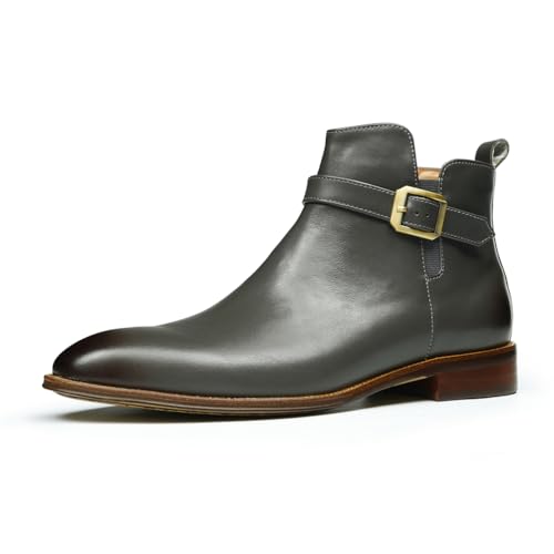 HCDZF Herren Leder Chelsea Boots Stiefeletten Kleid Festliche Schuhe,Grau,40 EU von HCDZF