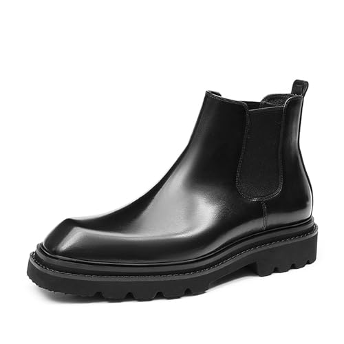 HCDZF Herren Leder Chelsea Boots Stiefeletten Kleid Festliche Schuhe,Schwarz,44 EU von HCDZF