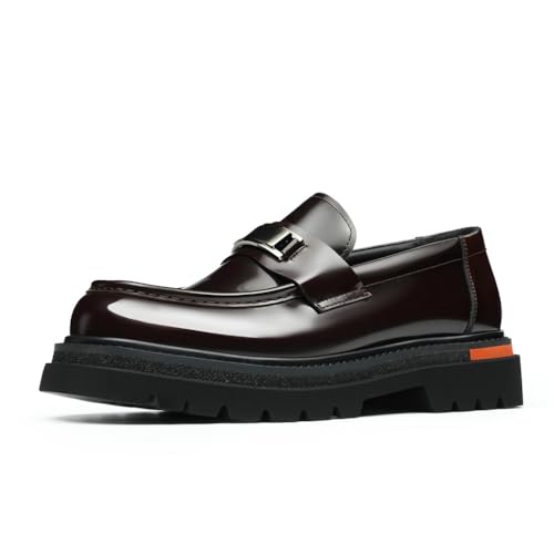 HCDZF Herren Leder Freizeitschuhe Slip-On Kleid Formell Business Hochzeitsschuhe,Braun,42 EU von HCDZF