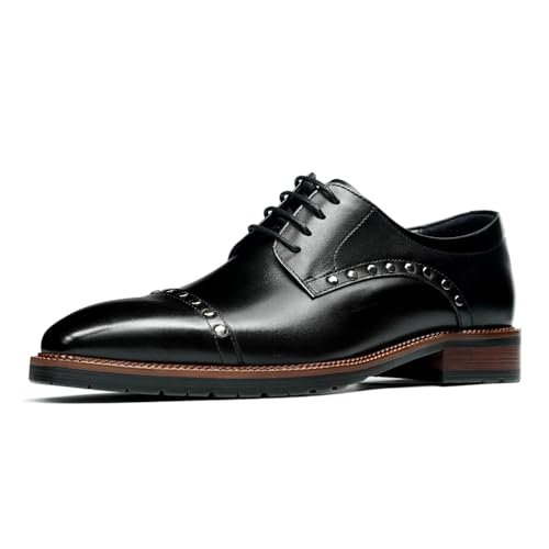 HCDZF Herren Leder Oxfords Kleid Schuhe Formell Business Derby Schnürschuhe,Schwarz,44 EU von HCDZF