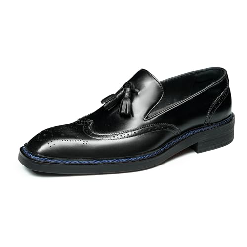 HCDZF Herren Loafer Flach Casual Leder Slip On Kleid Business Hochzeitsschuhe,Schwarz,37 EU von HCDZF