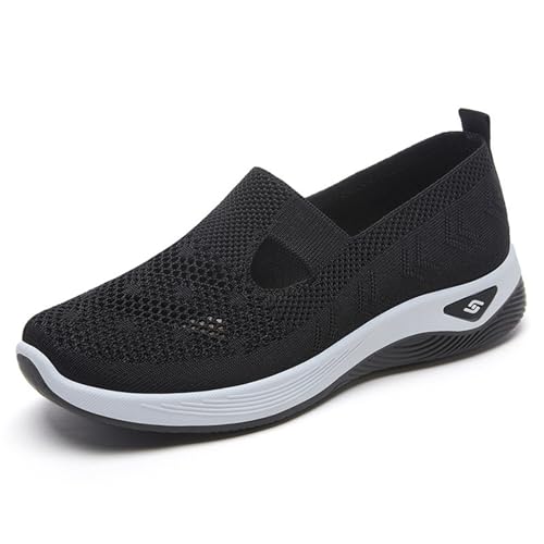HCDZF Lässige Slip-on-Sneakers für Damen Atmungsaktive Mesh-Schuhe zum Wandern, Radfahren, Fahren,Schwarz,36 EU von HCDZF