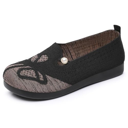HCDZF Lässige Slip-on-Sneakers für Damen Atmungsaktive Mesh-Schuhe zum Wandern, Radfahren, Fahren,Schwarz,38 EU von HCDZF