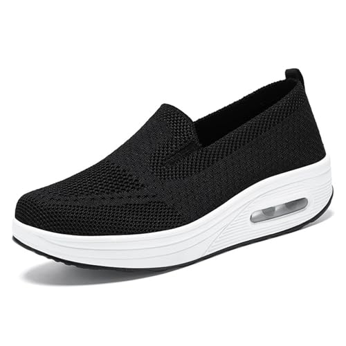HCDZF Lässige Slip-on-Sneakers für Damen Atmungsaktive Mesh-Schuhe zum Wandern, Radfahren, Fahren,Schwarz,39 EU von HCDZF