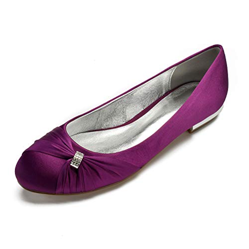 HCDZF Lila,38 EU, Damen Brautjungfer Satin Braut Ballerinas Brautschuhe von HCDZF