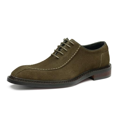 HCDZF Oxfords Schuhe für Herren Schnürschuhe aus Wildleder für Business- und Hochzeitsschuhe,Khaki,46 EU von HCDZF
