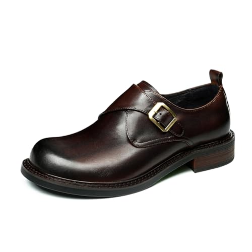 HCDZF Retro Herren Mönch Leder Schuhe Schnalle Business Kleid Brautschuhe,Braun,39 EU von HCDZF