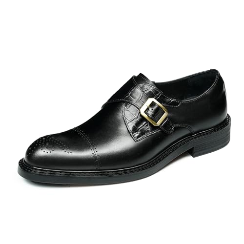HCDZF Retro Herren Mönch Leder Schuhe Schnalle Business Kleid Brautschuhe,Schwarz,40 EU von HCDZF