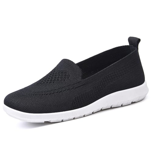 HCDZF Schuhe Damen Slip on Sneaker Frauen Gewebt Atmungsaktiv Turnschuhe Leicht Sportschuhe Walkingschuhe,Schwarz,38 EU von HCDZF
