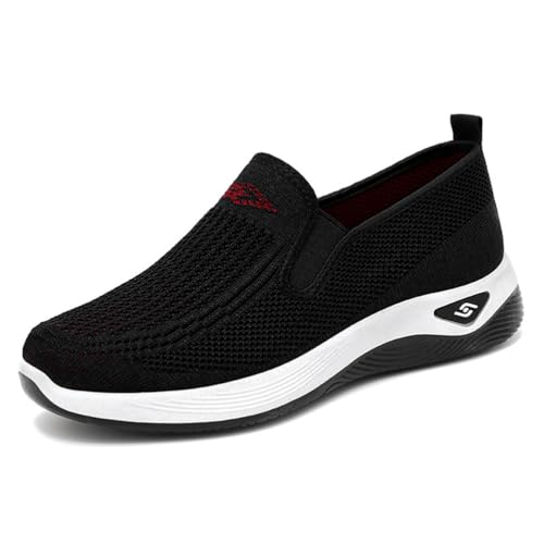 HCDZF Schuhe Damen Slip on Sneaker Frauen Gewebt Atmungsaktiv Turnschuhe Leicht Sportschuhe Walkingschuhe,Schwarz,38 EU von HCDZF