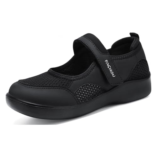 HCDZF Schuhe Damen Slip on Sneaker Frauen Gewebt Atmungsaktiv Turnschuhe Leicht Sportschuhe Walkingschuhe,Schwarz,40 EU von HCDZF