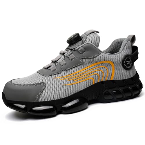 HCDZF Stahlkappe Cap Trainer Herren Damen Atmungsaktive Leichte Sicherheitsarbeitsschuhe,Grau,38 EU von HCDZF