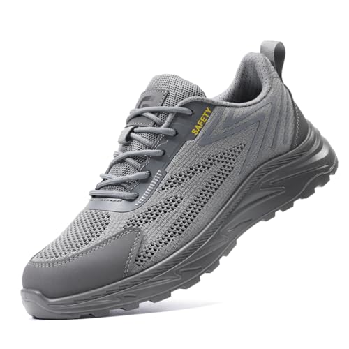 HCDZF Stahlkappe Cap Trainer Herren Damen Atmungsaktive Leichte Sicherheitsarbeitsschuhe,Grau,41 EU von HCDZF