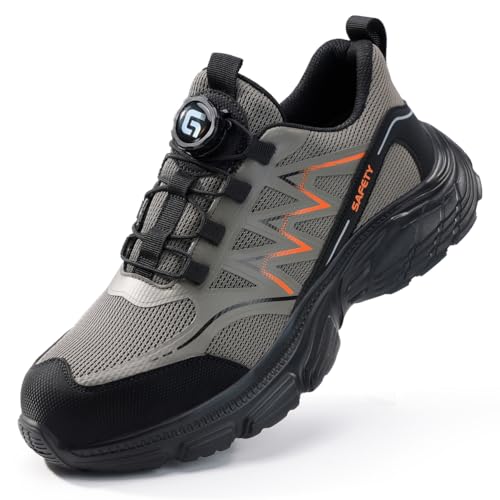 HCDZF Stahlkappe Cap Trainer Herren Damen Komfortable Leichte Atmungsaktive Sicherheitsarbeitsschuhe,Grau,43 EU von HCDZF