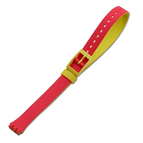 HCHAJSEH CAREG Langes Silikonbanduhr Zubehör Frauen KINDERS Armband Kompatibel mit Swatch Pin Schnalle 12mm Sport Wasserdichte Gurtuhr Durable(LP131) von HCHAJSEH