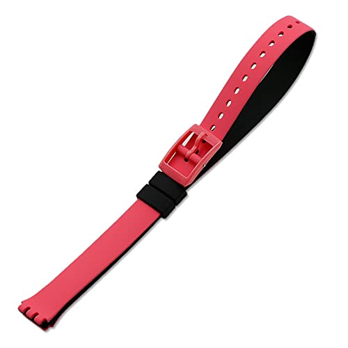 HCHAJSEH CAREG Langes Silikonbanduhr Zubehör Frauen KINDERS Armband Kompatibel mit Swatch Pin Schnalle 12mm Sport Wasserdichte Gurtuhr Durable(LP134) von HCHAJSEH