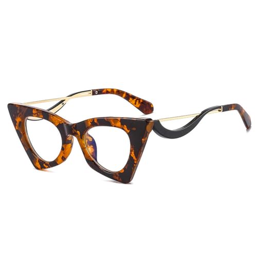 Cat Eye Damen Sonnenbrille Retro Bunte Brillen Schattierungen UV400 Herren Candy Color Brillengestell, Leopard klar, Einheitsgröße von HCHES