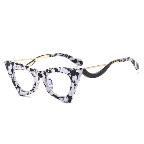 Cat Eye Damen Sonnenbrille Retro Bunte Brillen Schattierungen UV400 Herren Candy Color Brillengestell, Schwarz-weißes Muster, Einheitsgröße von HCHES