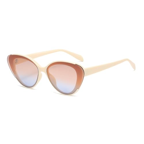 HCHES Cat Eye Bunte Sonnenbrille Damen Shades UV400 Retro Gradient Cateye Sonnenbrille Weiblich,Beige,Einheitsgröße von HCHES