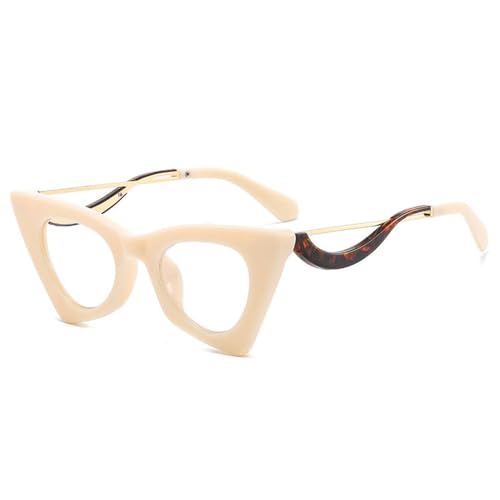 HCHES Cat Eye Sonnenbrille für Damen, Retro, bunt, UV400, Brillengestell in Bonbonfarbe, Beige, klar, Einheitsgröße von HCHES