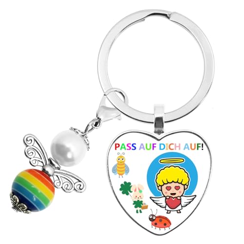 Herz schlüsselanhänger mit spruch Schutzengel Glücksbringer für Schulkind Kindergarten Mädchen und Junge Schulanfang Geschenke oder Abschiedsgeschenk Erzieherin, Tagesmutter von HCHES